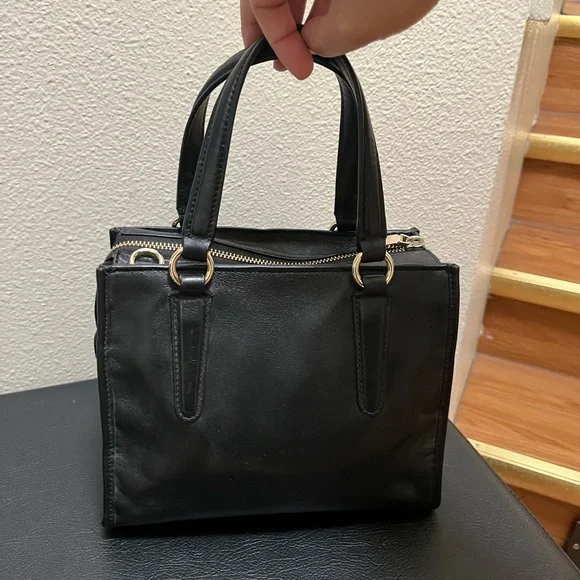 •COACH• Mini Crosby Carryall Black Smooth Leather Missing Strap - Picture 5 of 13